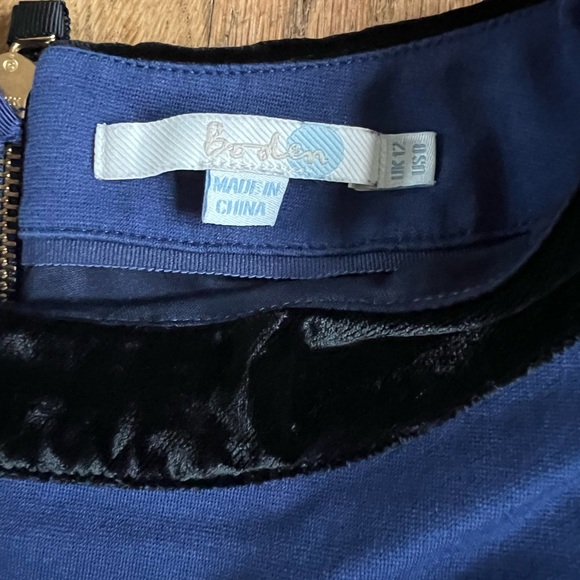 Boden blue dress with black velvety detail - Picture 3 of 4